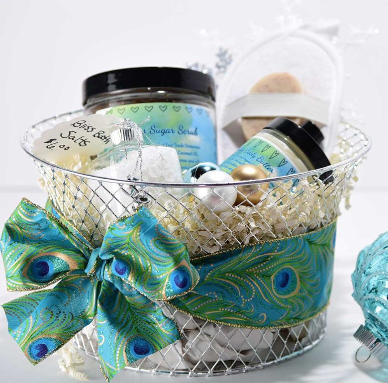 Infini Spirit gift basket with scrubs and bath salts